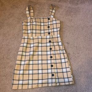 A TAN, BLACK, AND WHITE PLAID DRESS !NWOT!